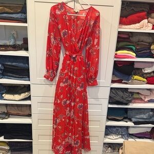 Floral Red Maxi Dress size M